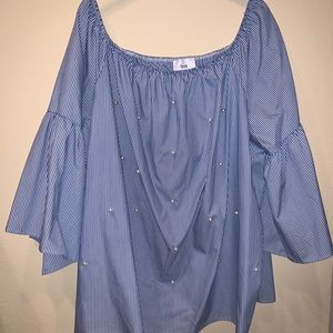 FYVE linen blouse with pearl embellishments